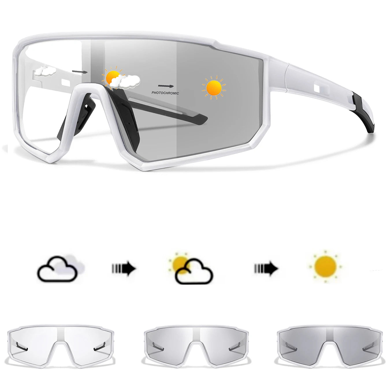 Óculos para ciclismo para homens e mulheres(unissex ), com lente fotocromática, óculos MTB, pesca,  corrida  e outros esportes óculos, super confortáveis